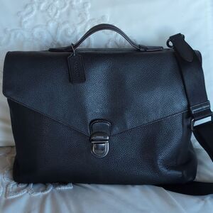 COACH Metropolitan Softlock♣️ Black Pebble UNISEX Leather Briefcase